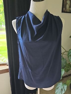 Banana Republic Factory Navy Sleeveless Cowl Neck Top Sz XS